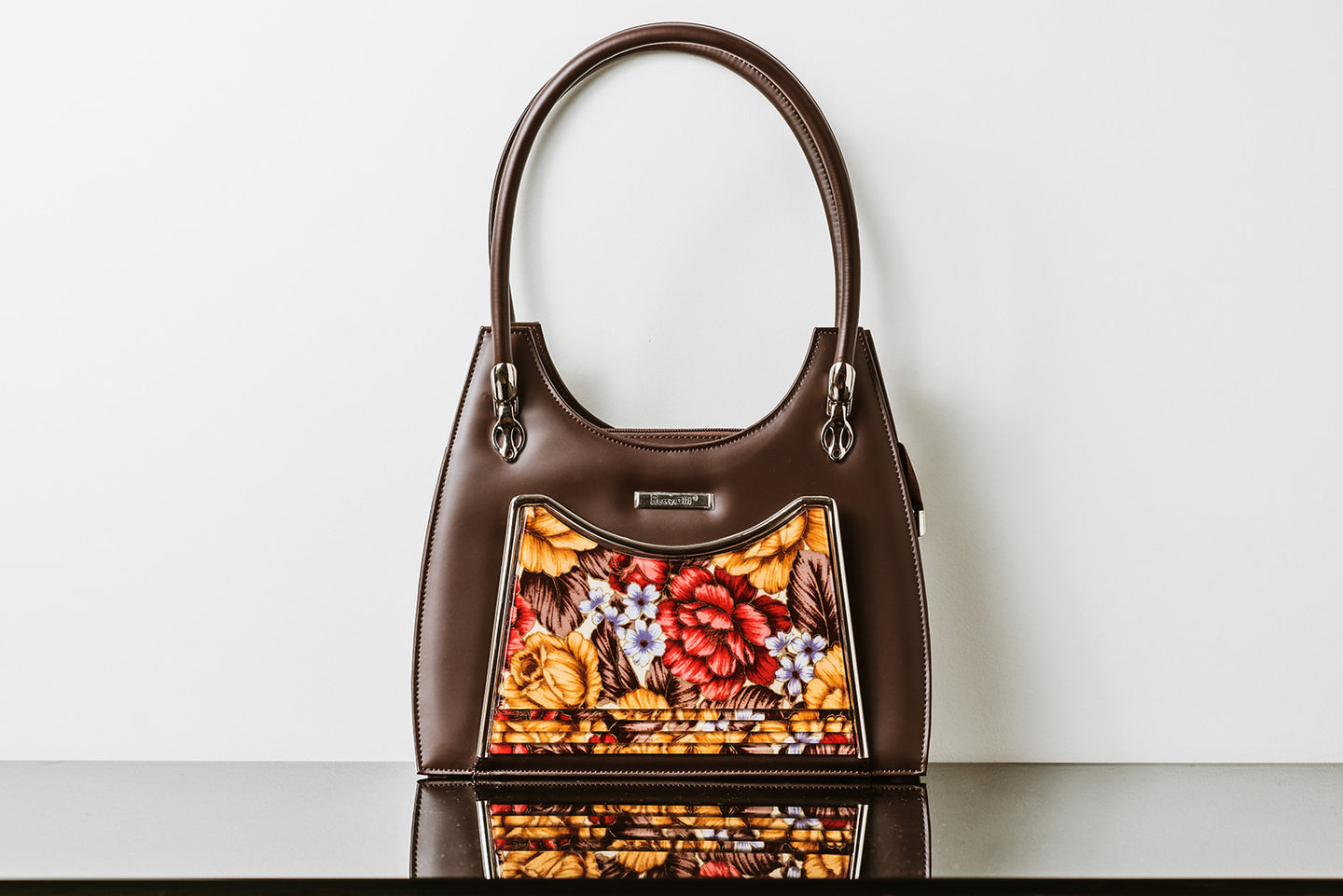 BROWN FLORAL SHOULDER BAG